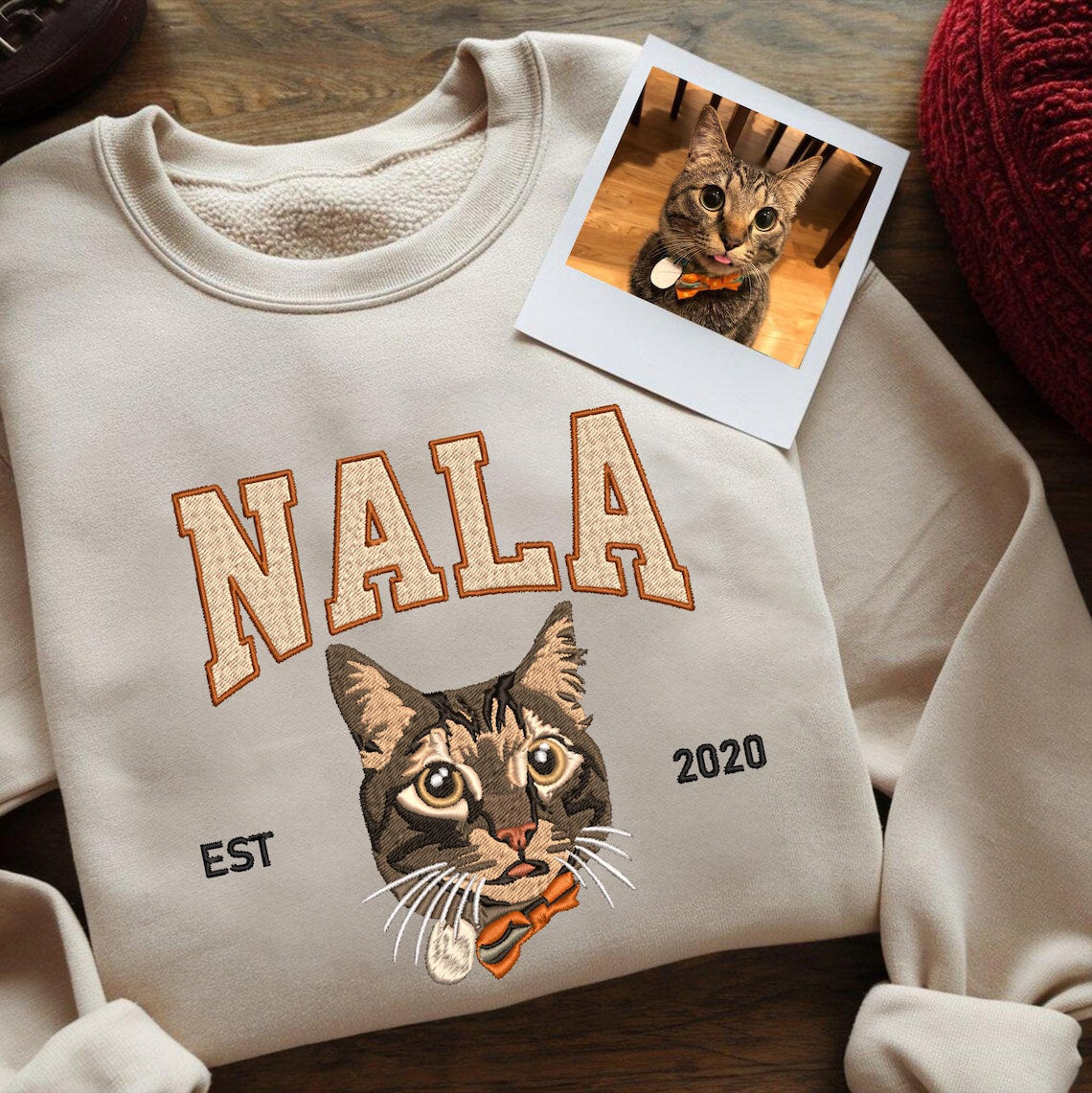 Cara de mascota bordada personalizada y nombre de mascota sudadera retrato de perro bordado cuello redondo regalo amante de las mascotas