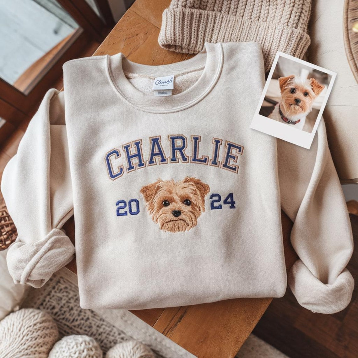 Personalized Embroidered Pet Face and Name Est Sweatshirt for Pet Lovers