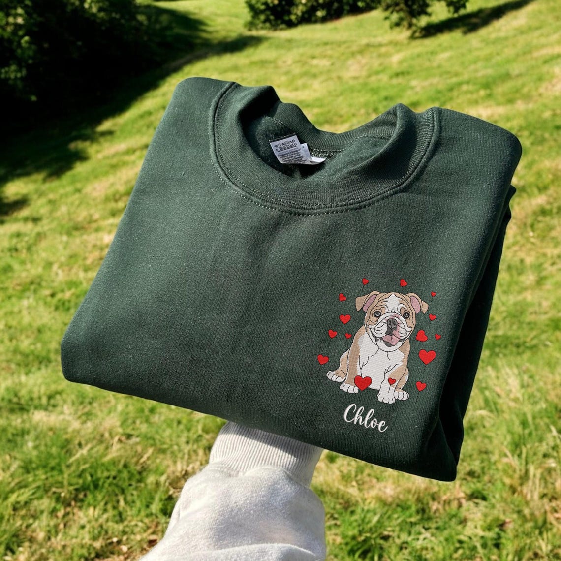 Personalisiertes besticktes Haustiergesicht und Haustiername Sweatshirt Hundeportrait bestickt Crewneck Haustierliebhaber Geschenk