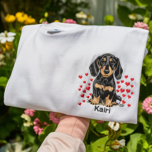 Custom Pet Portrait Embroidered Sweatshirt Valentines Pet Hoodie for Pet Lovers