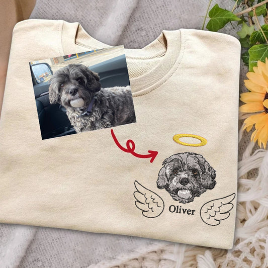 Personalisiertes besticktes Haustiergesicht und Haustiername Sweatshirt Hundeportrait bestickt Crewneck Haustierliebhaber Geschenk