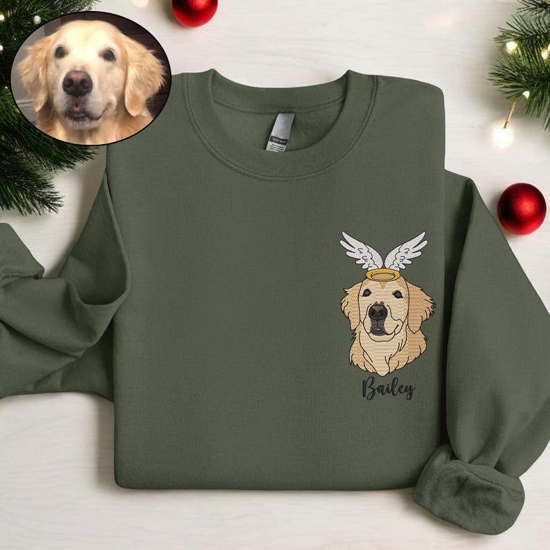 Cara de mascota bordada personalizada y nombre de mascota sudadera retrato de perro bordado cuello redondo regalo amante de las mascotas