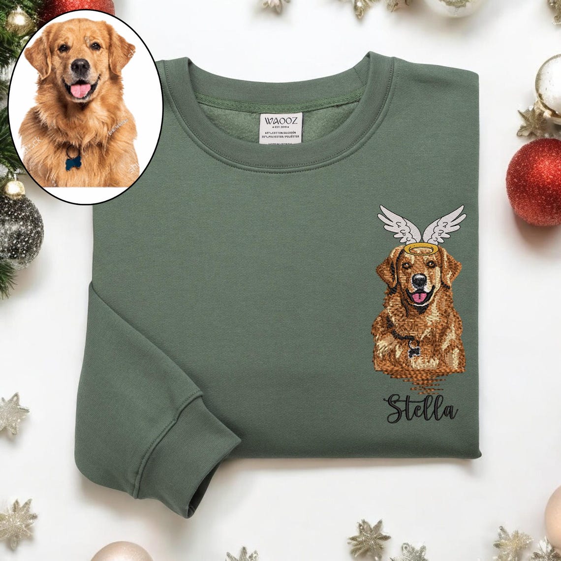 Cara de mascota bordada personalizada y nombre de mascota sudadera retrato de perro bordado cuello redondo regalo amante de las mascotas