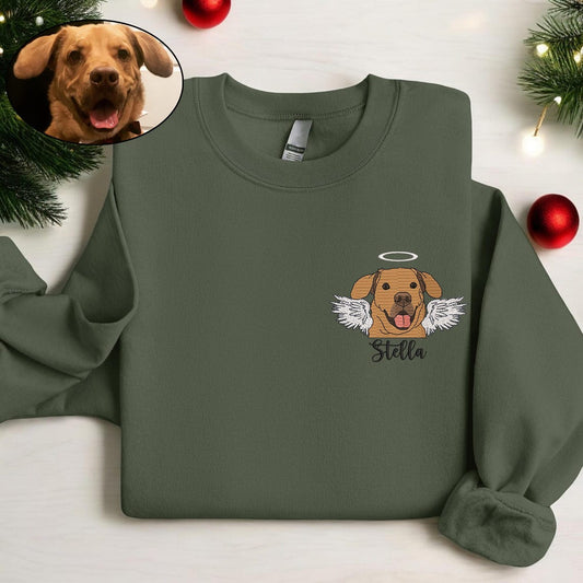 Personalisiertes besticktes Haustiergesicht und Haustiername Sweatshirt Hundeportrait bestickt Crewneck Haustierliebhaber Geschenk