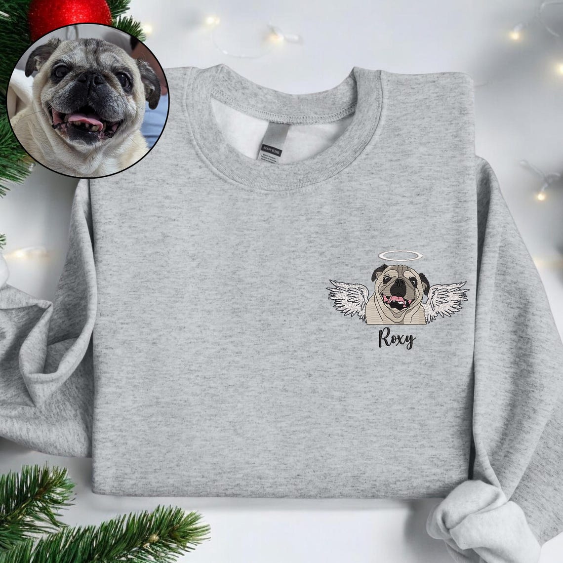 Personalisiertes besticktes Haustiergesicht und Haustiername Sweatshirt Hundeportrait bestickt Crewneck Haustierliebhaber Geschenk