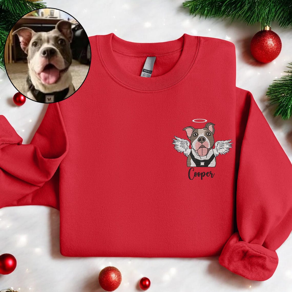 Personalisiertes besticktes Haustiergesicht und Haustiername Sweatshirt Hundeportrait bestickt Crewneck Haustierliebhaber Geschenk