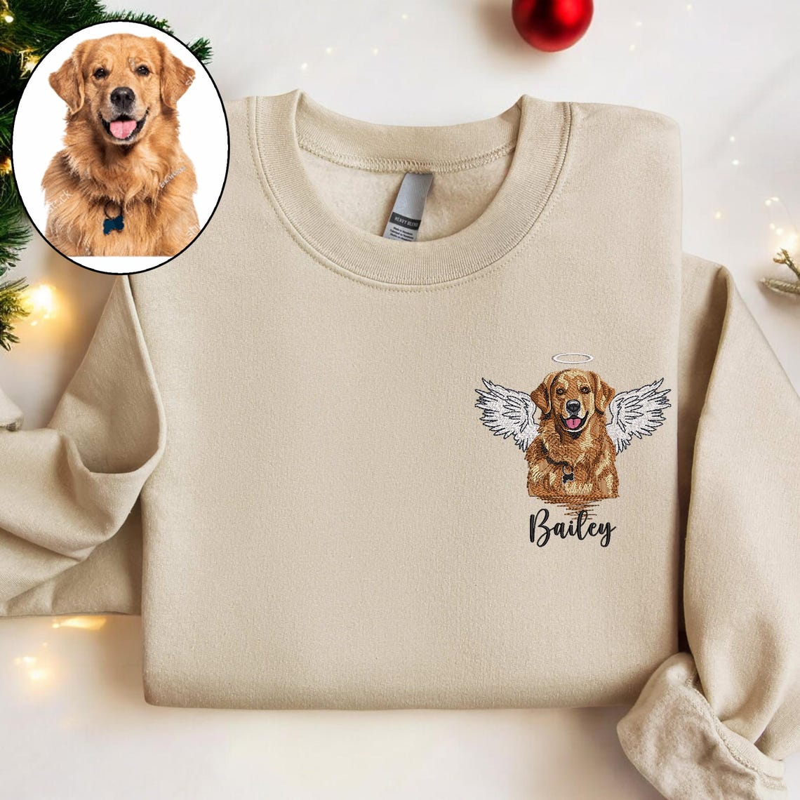 Personalisiertes besticktes Haustiergesicht und Haustiername Sweatshirt Hundeportrait bestickt Crewneck Haustierliebhaber Geschenk