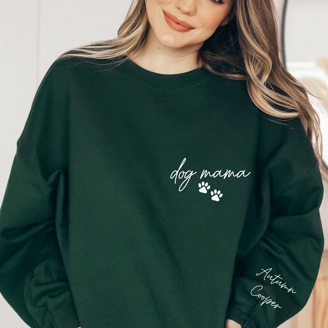 Personalisiertes Hundemama-Sweatshirt mit Kosenamen auf dem Ärmel, Geschenk für Tierliebhaber