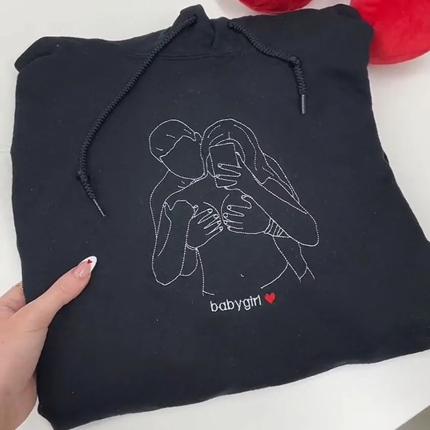 Benutzerdefinierte würzige bestickte Portrait Hoodie Crewneck Geschenk für Freund Ehemann