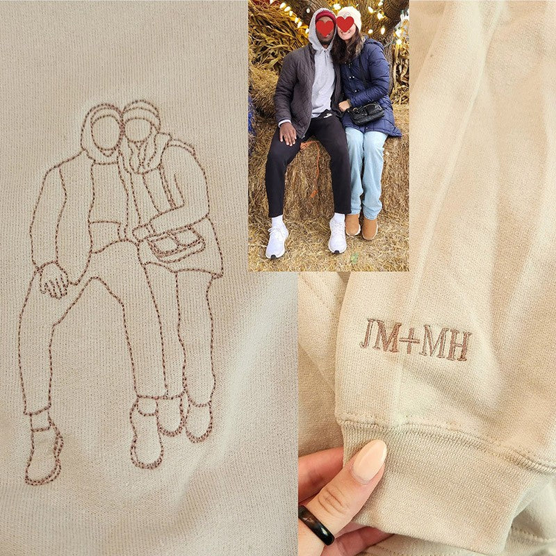 Retrato bordado a juego pareja sudadera con capucha sudadera aniversario pareja regalos