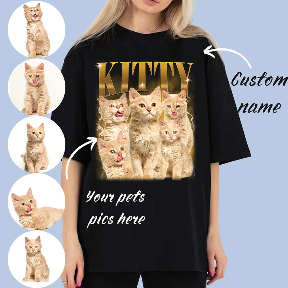 Camiseta vintage personalizada con fotos de mascotas, regalo para amantes de las mascotas