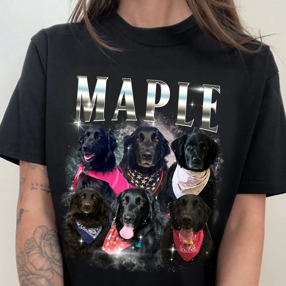 Personalized Vintage Bootleg Tee with Pet Photos Gift for Pet Lovers