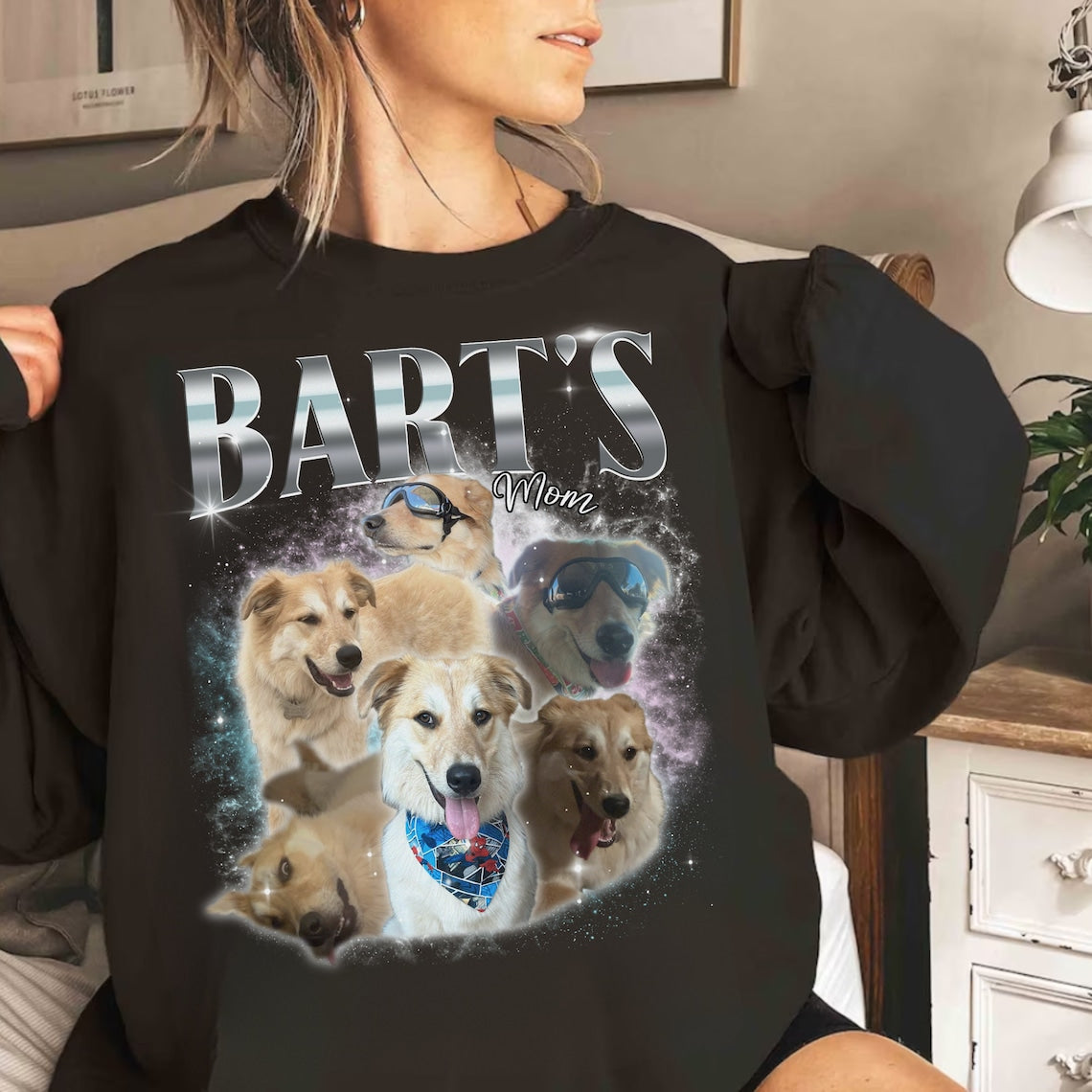 Personalized Vintage Bootleg Tee with Pet Photos Gift for Pet Lovers