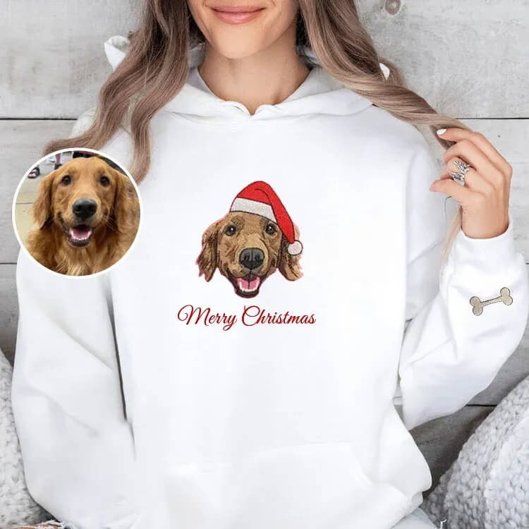 Personalisiertes Sweatshirt mit besticktem Haustiergesicht und Namen für Tierliebhaber