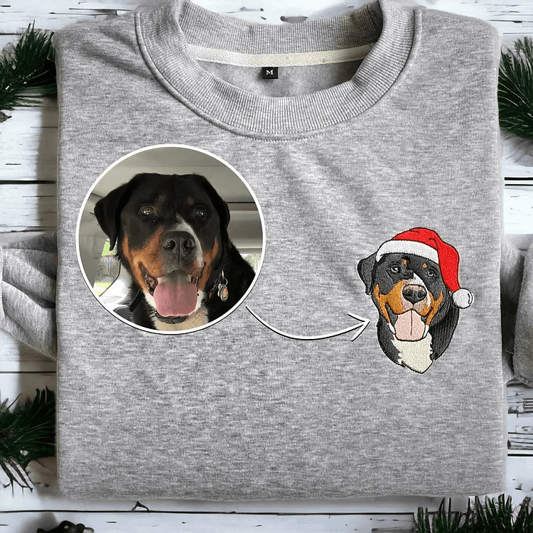 Personalisiertes Sweatshirt mit besticktem Haustiergesicht und Namen für Tierliebhaber