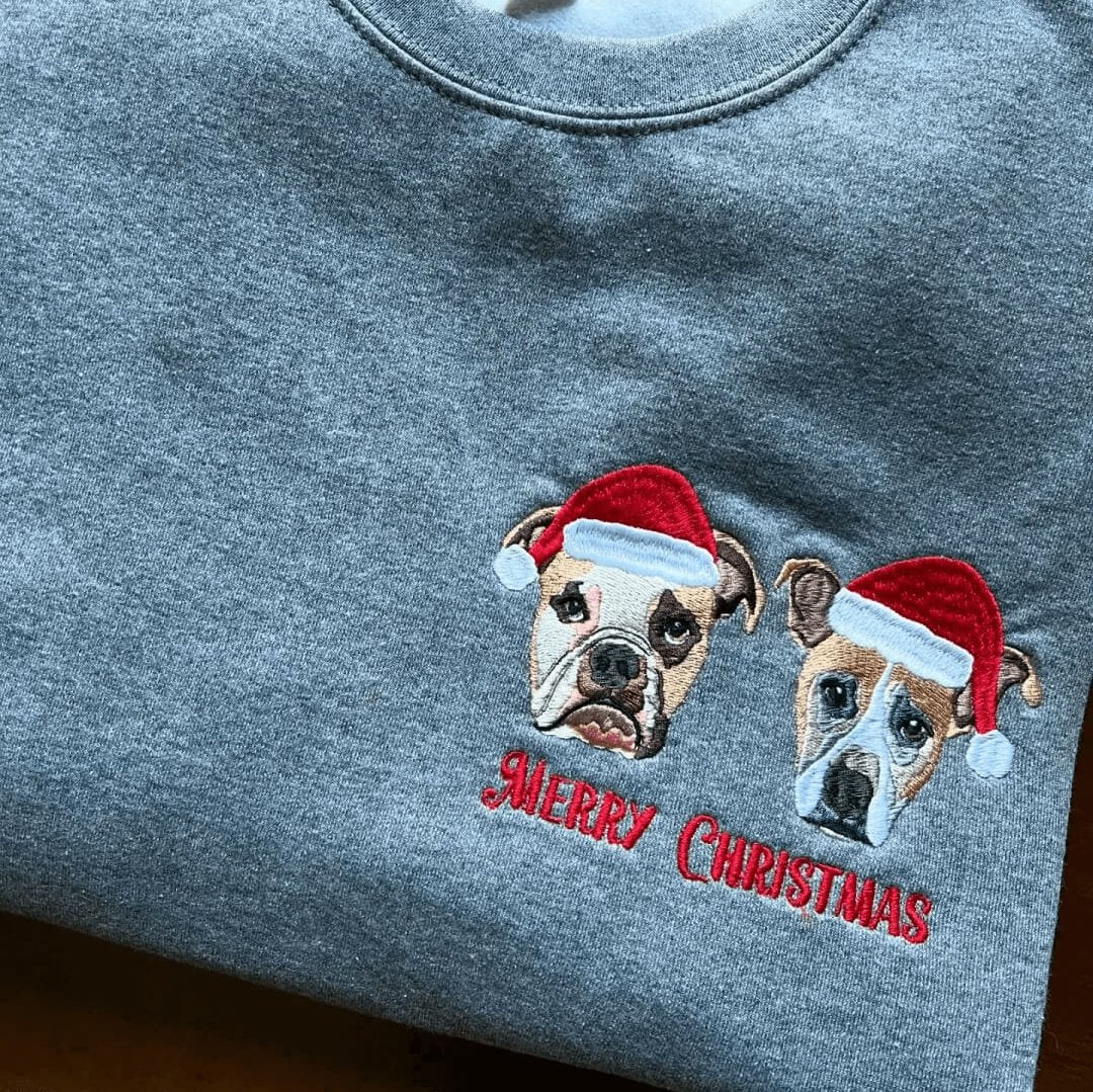 Personalisiertes Sweatshirt mit besticktem Haustiergesicht und Namen für Tierliebhaber