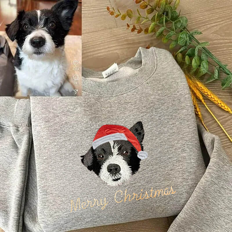 Personalisiertes Sweatshirt mit besticktem Haustiergesicht und Namen für Tierliebhaber