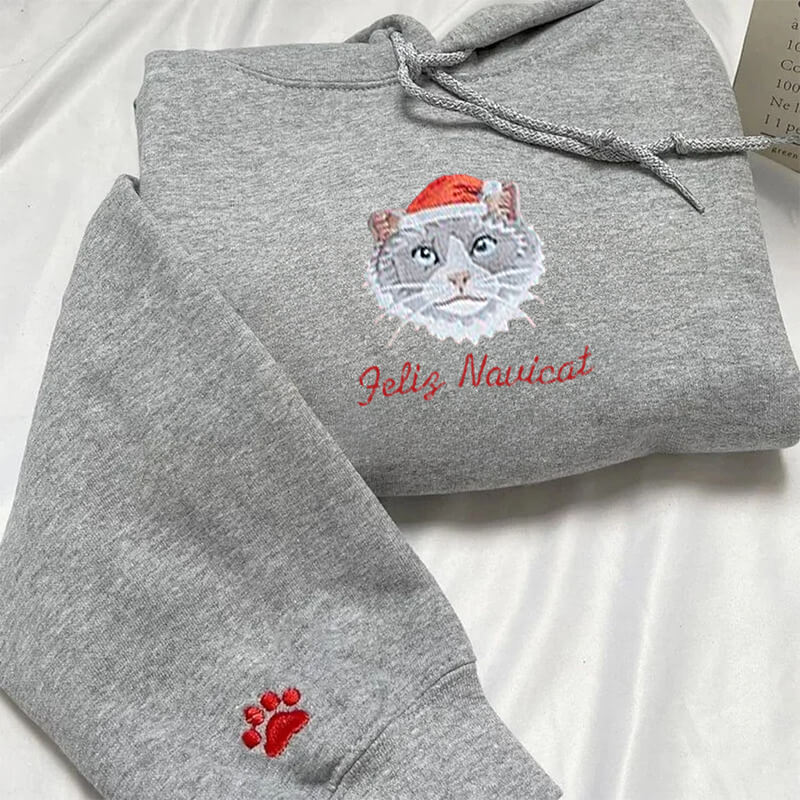 Personalisiertes Sweatshirt mit besticktem Haustiergesicht und Namen für Tierliebhaber