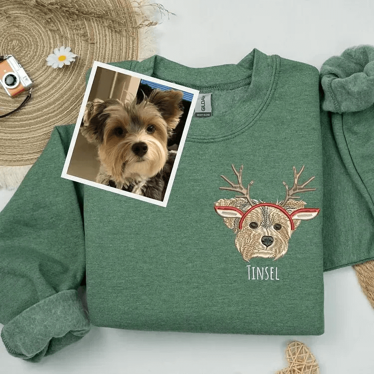 Personalisiertes Sweatshirt mit besticktem Haustiergesicht und Namen für Tierliebhaber