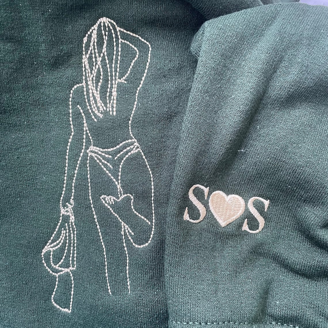 Sudadera con capucha picante bordada personalizada con sudadera con foto Line Art Regalo de San Valentín para él/ella