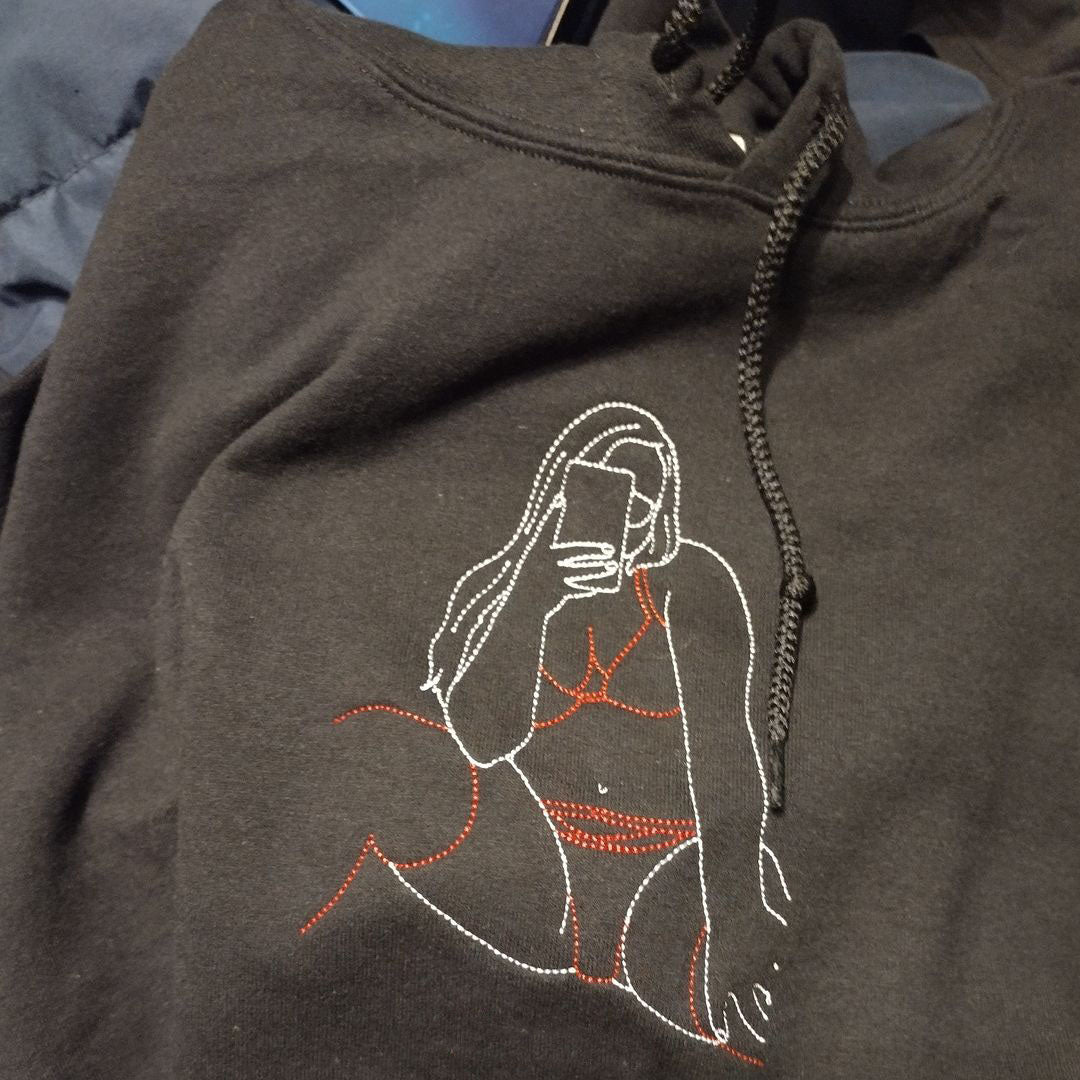 Benutzerdefinierte würzige bestickte Portrait Hoodie Crewneck Geschenk für Freund Ehemann