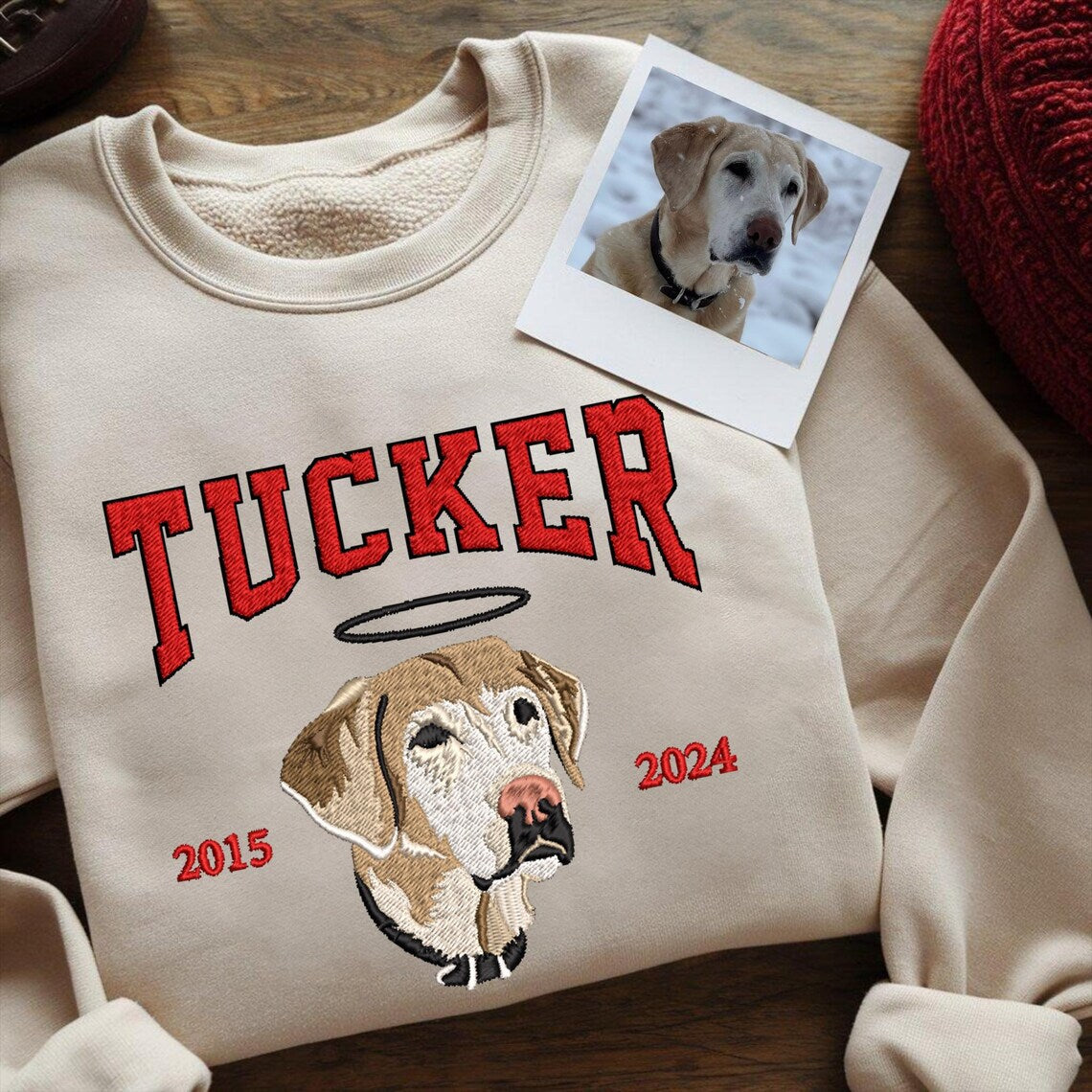 Personalisiertes besticktes Haustiergesicht und Haustiername Sweatshirt Hundeportrait bestickt Crewneck Haustierliebhaber Geschenk