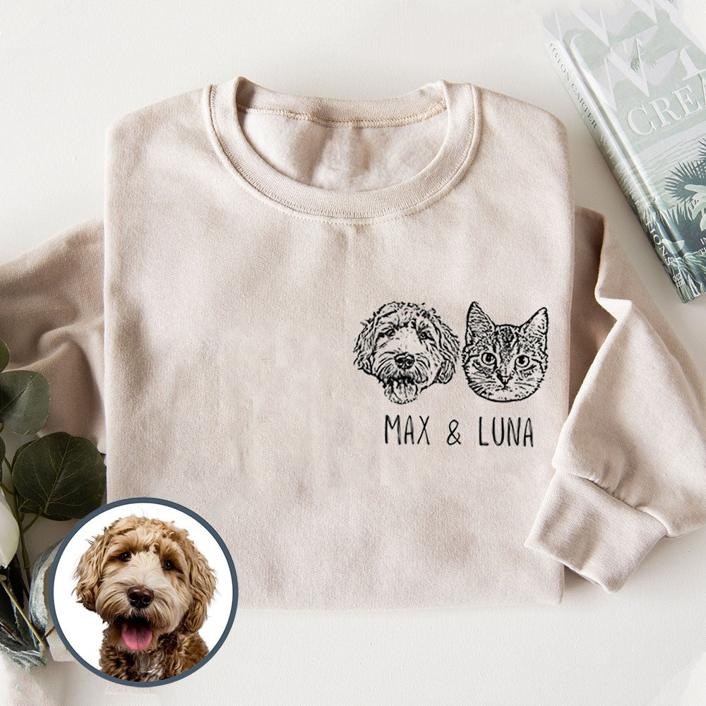 Personalisiertes Sweatshirt mit Haustiergesicht und -namen, Geschenk für Tierliebhaber