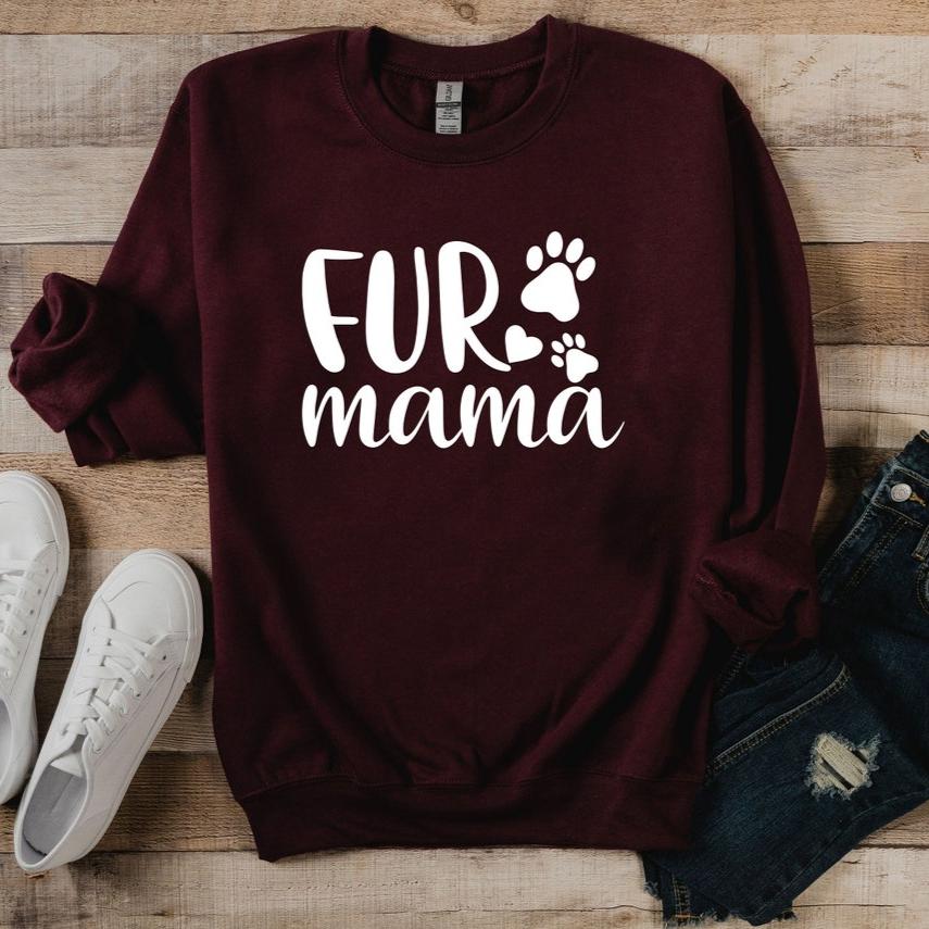 Personalisiertes Fur Mama Sweatshirt mit Tiernamen auf dem Ärmel Geschenk für Tierliebhaber