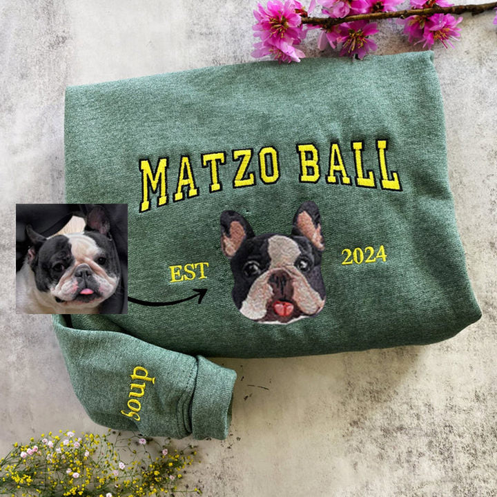 Cara de mascota bordada personalizada y nombre de mascota sudadera retrato de perro bordado cuello redondo regalo amante de las mascotas