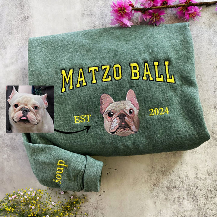 Cara de mascota bordada personalizada y nombre de mascota sudadera retrato de perro bordado cuello redondo regalo amante de las mascotas