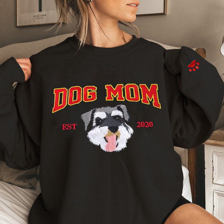 Cara de mascota bordada personalizada y nombre de mascota sudadera retrato de perro bordado cuello redondo regalo amante de las mascotas