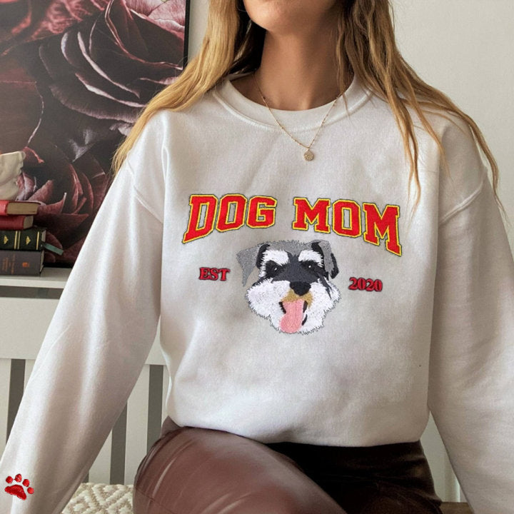 Cara de mascota bordada personalizada y nombre de mascota sudadera retrato de perro bordado cuello redondo regalo amante de las mascotas