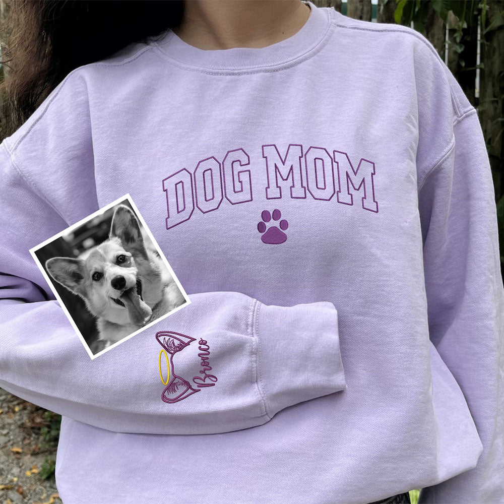 Sudadera bordada personalizada con orejas de perro en la manga para mamá de perro