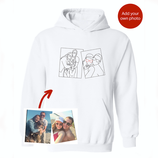 Collage bordado personalizado 2 fotos sudadera con capucha regalos de amor para parejas