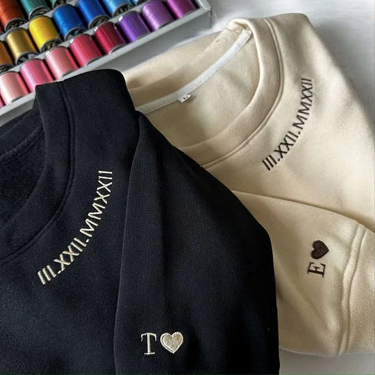 Sudadera con capucha personalizada con números romanos bordados y fecha a juego, regalos para parejas del Día de San Valentín, compre 2 envío gratis