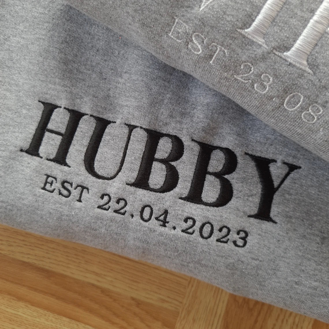 ¡Venta caliente! Año personalizado Wifey Hubby bordado sudadera de San Valentín a juego