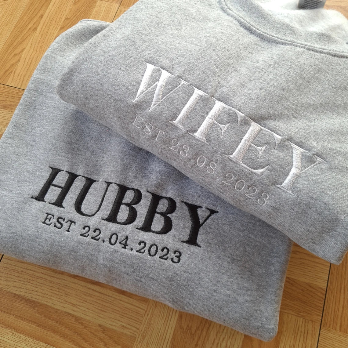 ¡Venta caliente! Año personalizado Wifey Hubby bordado sudadera de San Valentín a juego