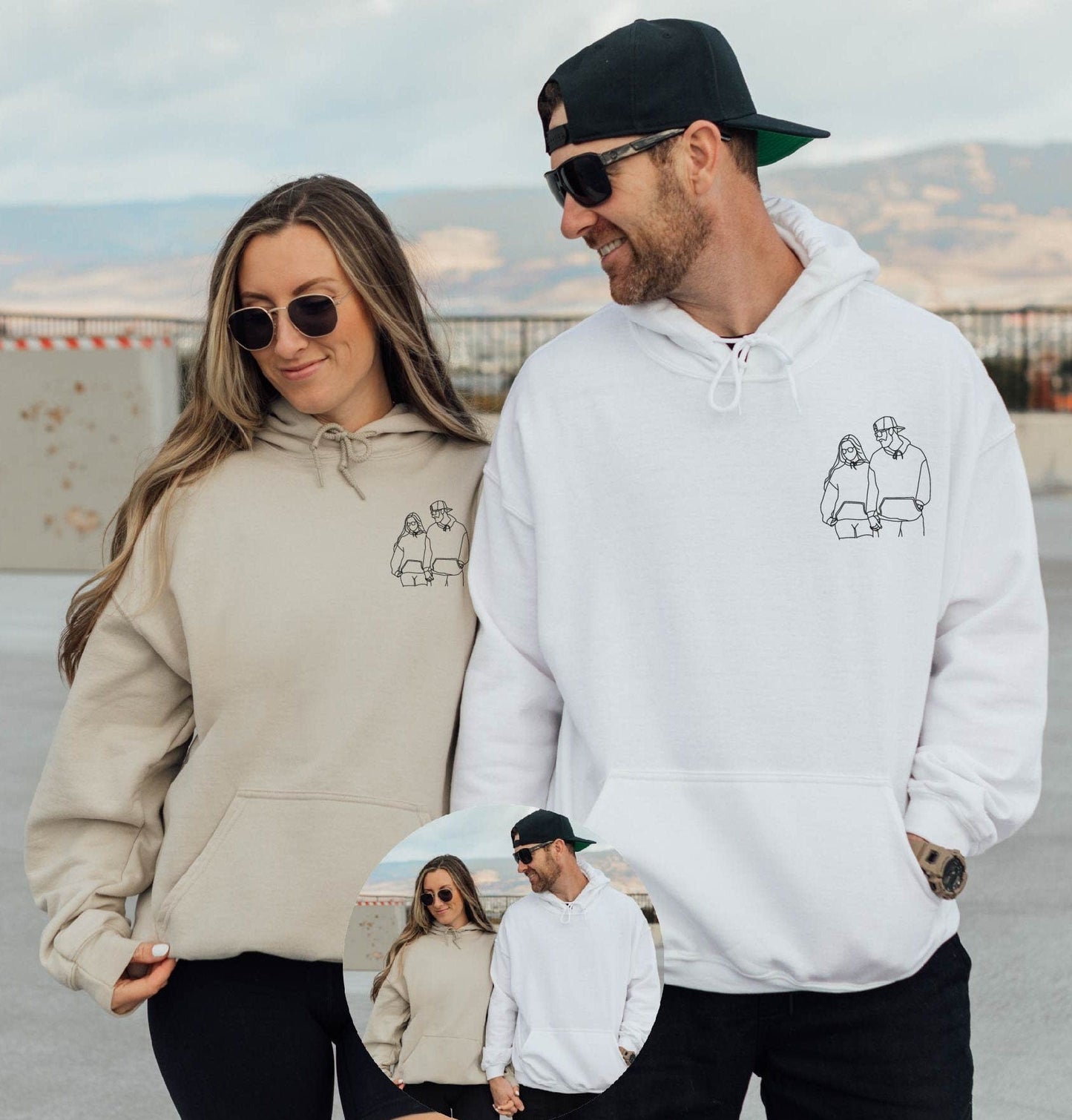 Retrato de pareja personalizado de sudadera con foto Regalos personalizados para parejas