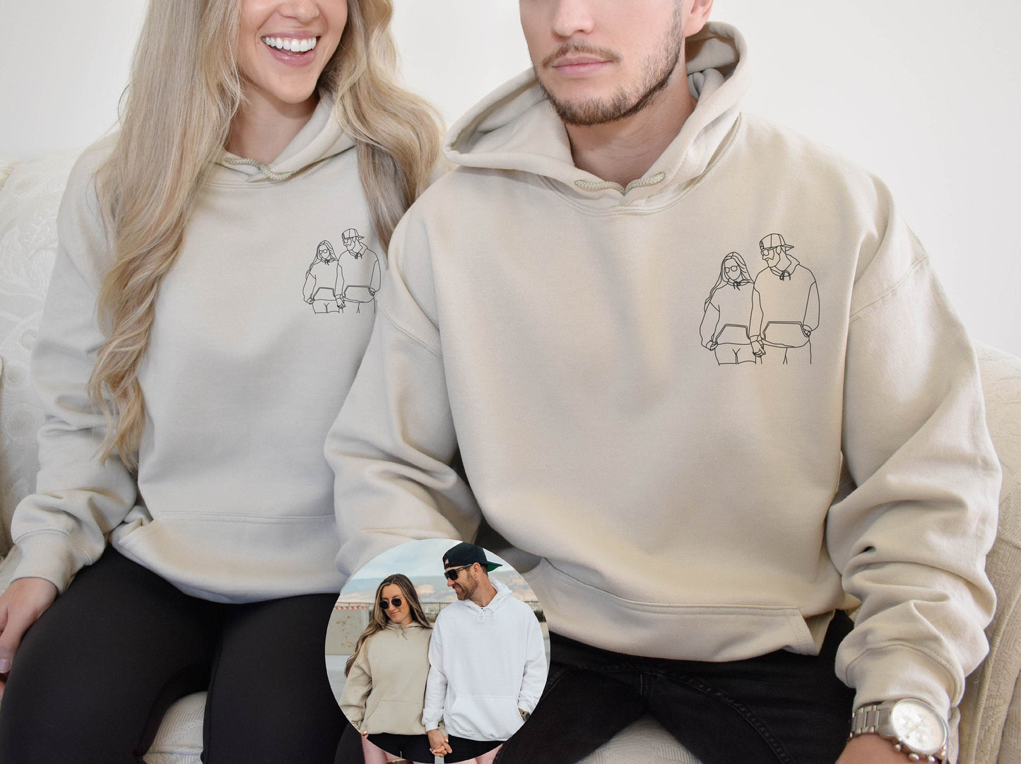 Retrato de pareja personalizado de sudadera con foto Regalos personalizados para parejas