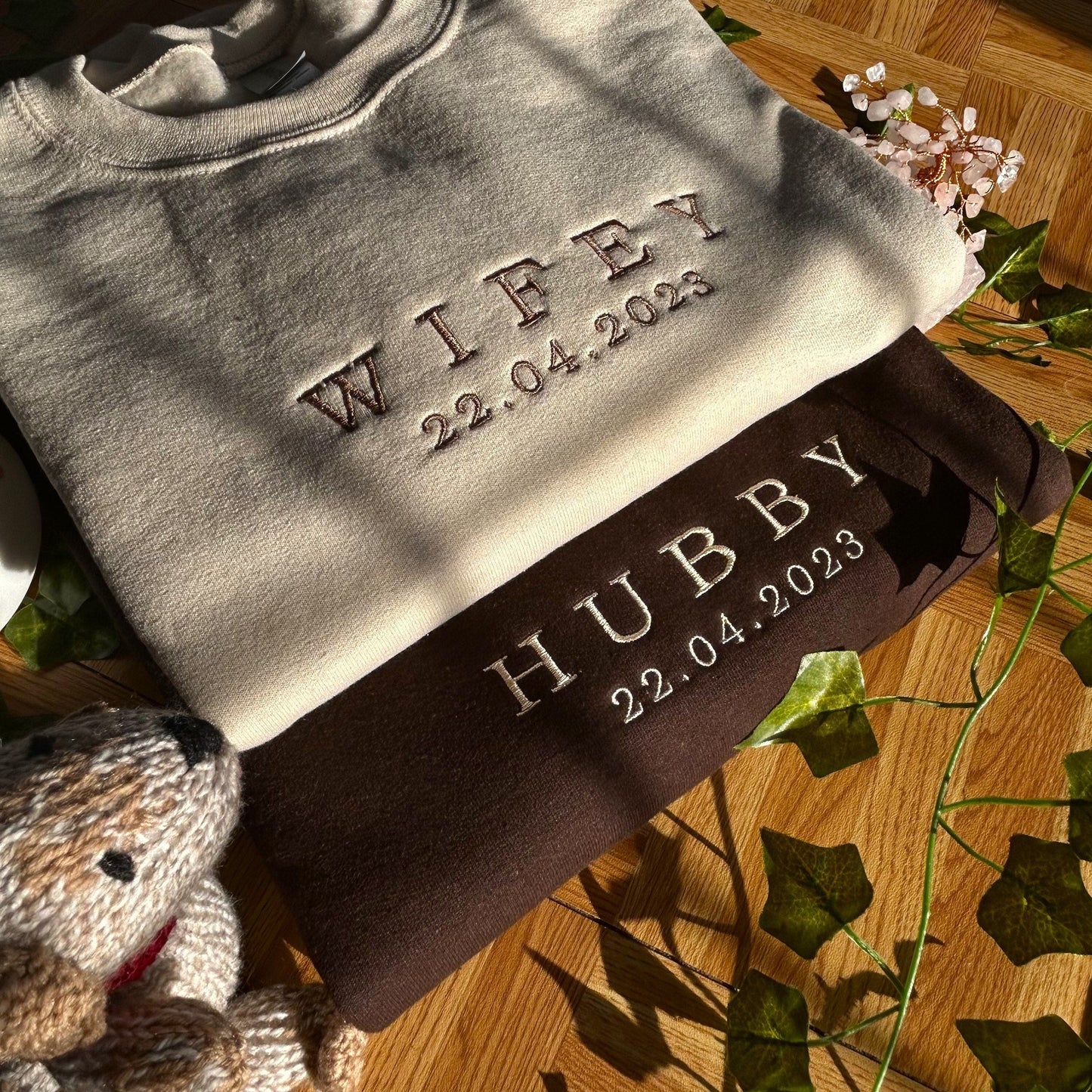 ¡Venta caliente! Año personalizado Wifey Hubby bordado sudadera de San Valentín a juego